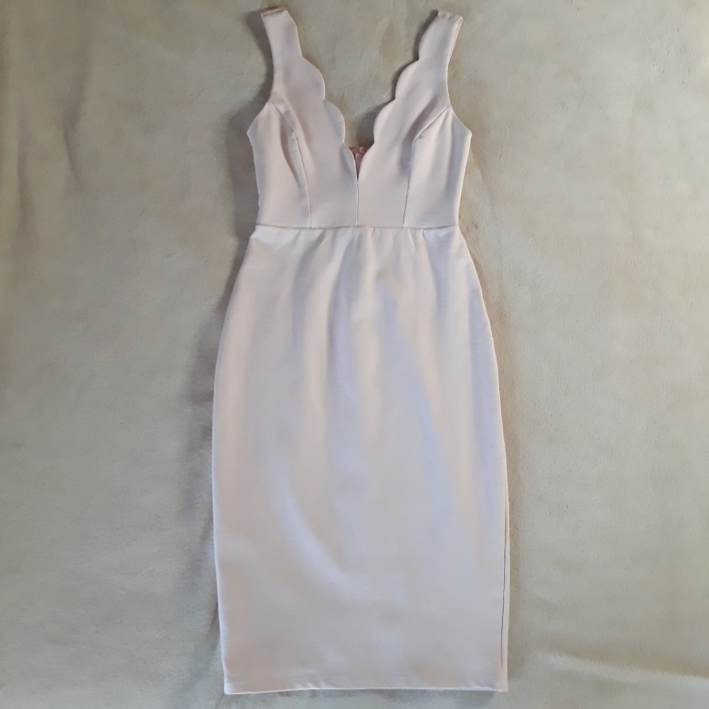 Lulu's Work of Heart Midi Light Pink Bodycon Dress